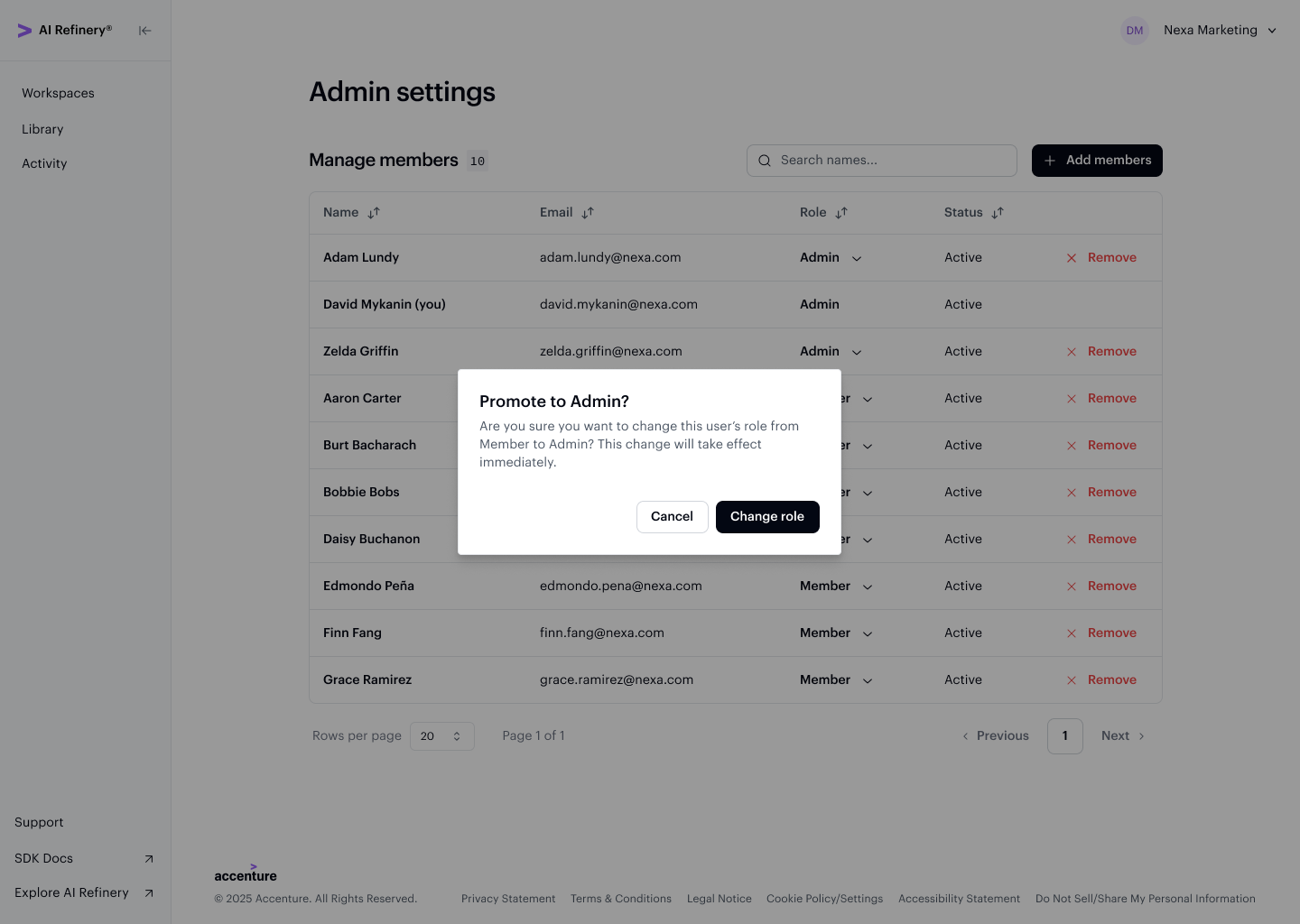 Promote to Admin confirmation dialog
